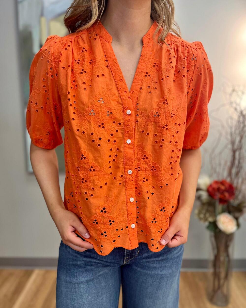NEW TROVATA loren blouse in vermillion